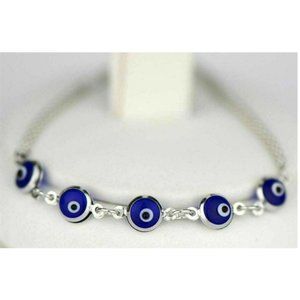 14k Yellow Or White Gold Evil Eye 7" Bracelet - image 1